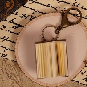 Large "Open Book" Vintage Antiqued Bronze Keychain